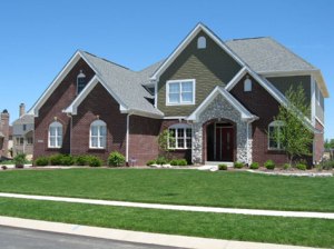 Luxury Home, Brick / Shake Siding, Stone Archway Entrance, Professional Landscaping - Madison Custom Homes, Inc., Indianapolis, Central Indiana