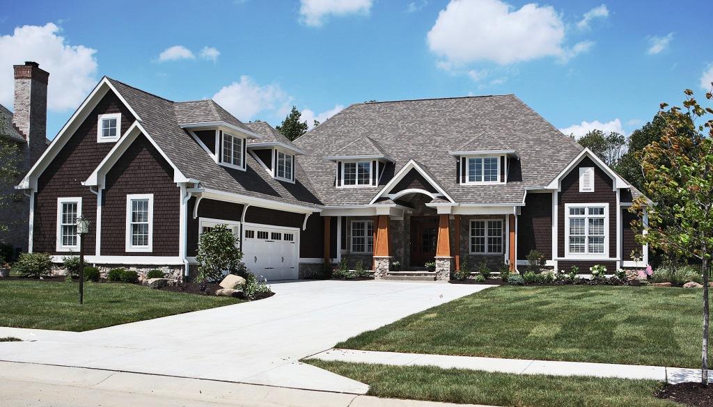 Custom Home Exterior, Decorative Stone Apron; Central Indiana - Madison Custom Homes, Inc.