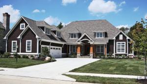 Custom Home Exterior, Decorative Stone Apron; Central Indiana - Madison Custom Homes, Inc.