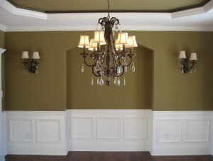 Custom Luxury Home, Formal Dining Room, Recessed Ceiling, Custom Molding, Chandelier, Wall Sconces, Central Indiana, Madison Custom Homes Inc., Indianapolis, IN