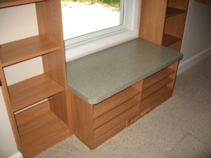 Custom-Built Luxury Home Master Bedroom Walk-In Closet: Custom Wood Shelving, Window Seat Bench - McCordsville, Indianapolis, Indiana, Madison Custom Homes, Inc.