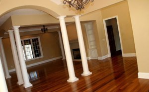 Great Room, Classic Columns, Hardwood Floor, Built-In Cabinetry, Fireplace, Custom Luxury Homes, Indianapolis, Indiana - Madison Custom Homes Inc.