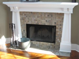 Architectural Design Detail: Fireplace, Mosaic Tile, Marble Apron, Custom-Made Mantle, Homes Built to Your Specifications, Indianapolis, Indiana, Madison Custom Homes Inc.