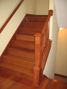 Custom Luxury Home, Hand-Built All Hardwood Staircase, Landing, Hand Rails; Indianapolis, Central Indiana - Madison Custom Homes Inc.