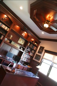 Luxury Home Office, Custom Built-in Wall Unit, Book Shelves, Desk, Decorative Beam / Molding Ceiling, Indianapolis, Indiana
