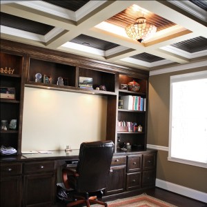 Custom Built-in Wall Unit, Home Office, Book Shelves, Desk, Decorative Beam / Ceiling Molding