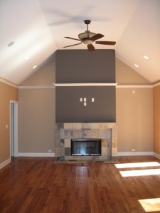 Luxury Home Great Room, Ceiling Fan, Recessed Lighting, Custom Marble Fireplace, Hardwood Floors, Indianapolis, Indiana, Madison Custom Homes Inc.