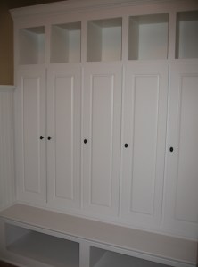 Transition / Mud Room, Custom-Built Coat Storage Lockers, Cubby Holes; Indianapolis, Indiana - Madison Custom Homes Inc.