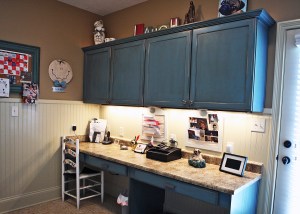 Laundry Room / Home Office, Custom-Built Desk and Storage Cabinets