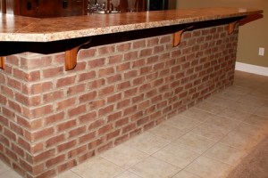 Luxury Home Noblesville: Basement, Custom-Built Wet Bar, Brick Face, Marble Top, Oak Accents - Madison Custom Homes Inc., Indianapolis, Indiana